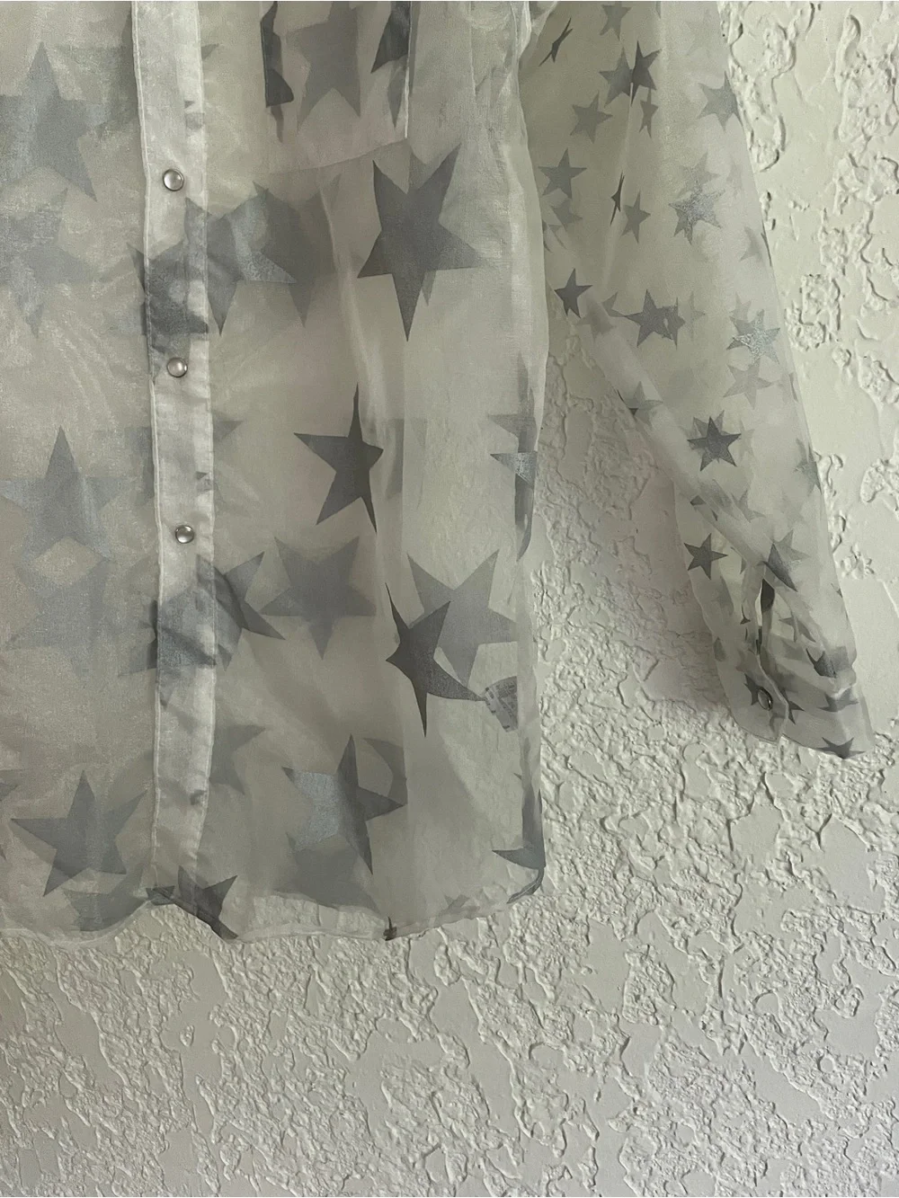 Guess Georges Marciano RARE Vintage 90s Sheer Western Pearl Snap Shirt - Picture 4 of 8